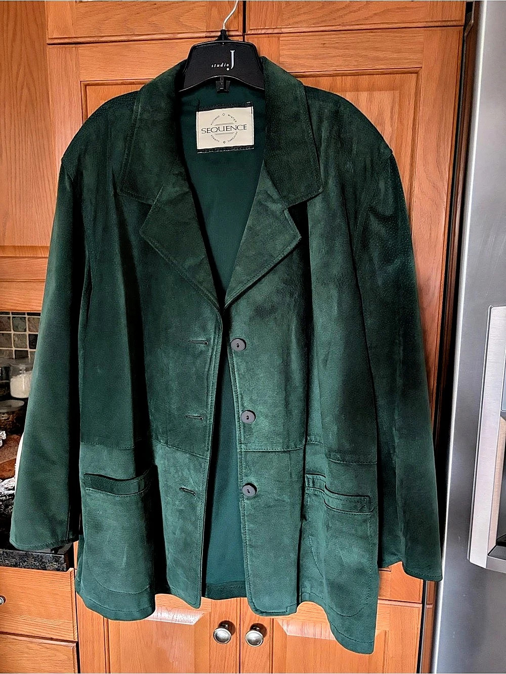 Sequence Forest Green Suede Blazer Jacket Vintage Style